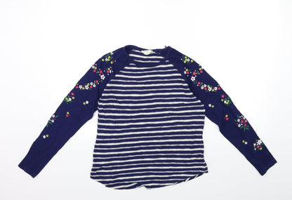 Falmer Heritage  Womens Blue Striped Knit Pullover Jumper Size 8