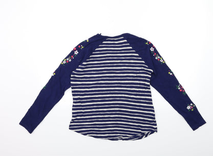 Falmer Heritage  Womens Blue Striped Knit Pullover Jumper Size 8