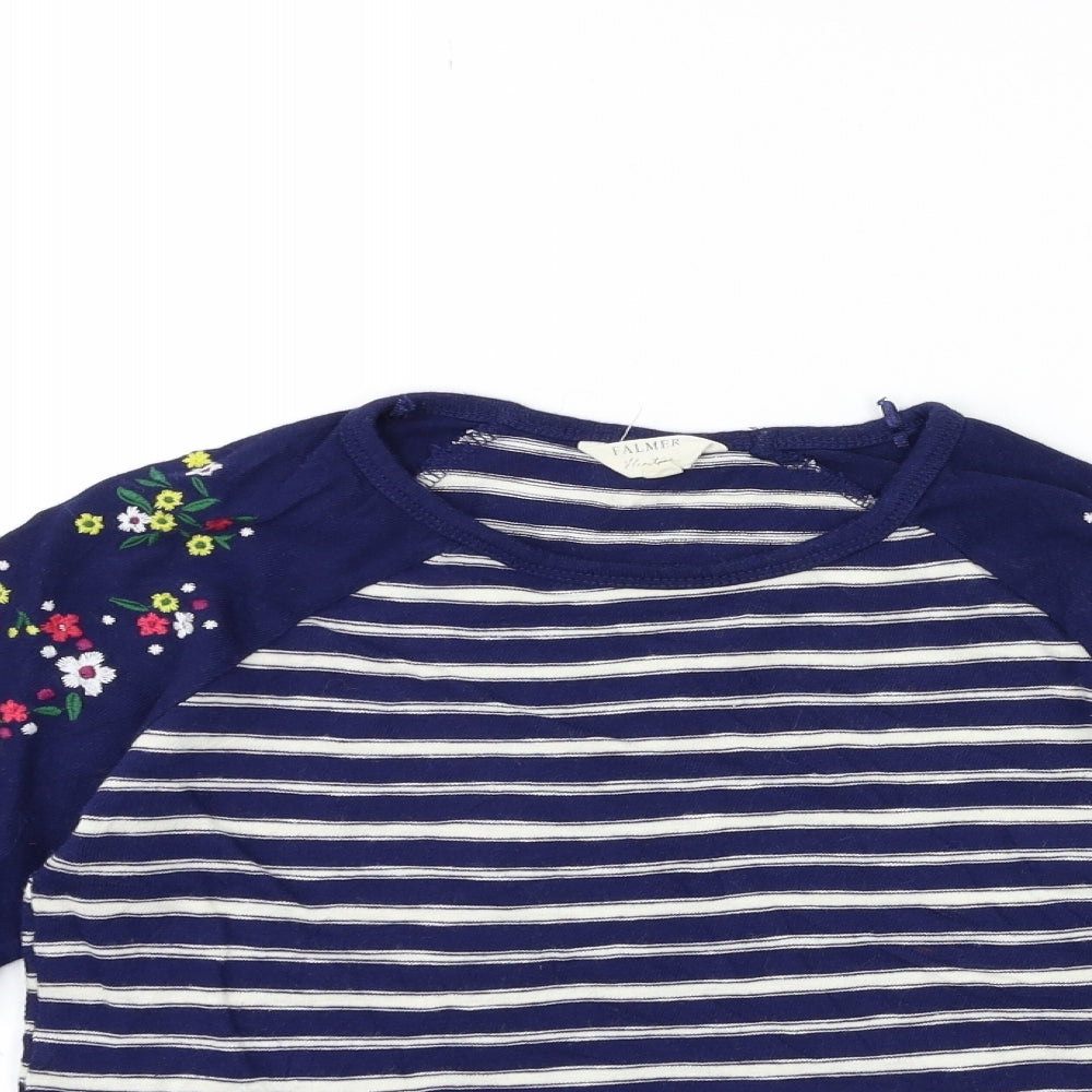 Falmer Heritage  Womens Blue Striped Knit Pullover Jumper Size 8