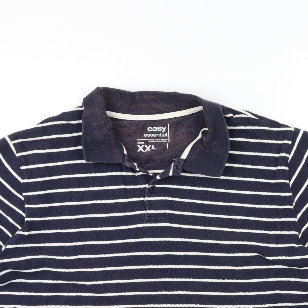 Easy Mens Blue Striped Knit  Polo Size 2XL