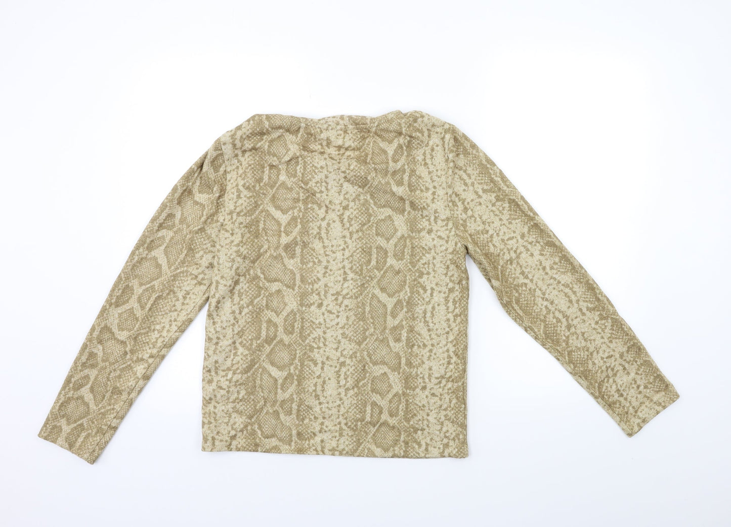 Marks and Spencer Womens Gold Animal Print Knit Pullover Jumper Size 14