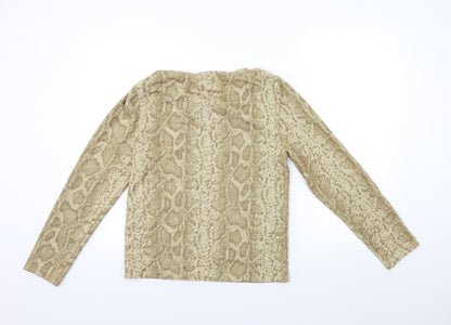 Marks and Spencer Womens Gold Animal Print Knit Pullover Jumper Size 14