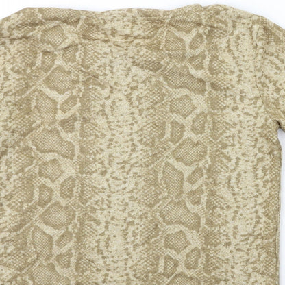 Marks and Spencer Womens Gold Animal Print Knit Pullover Jumper Size 14