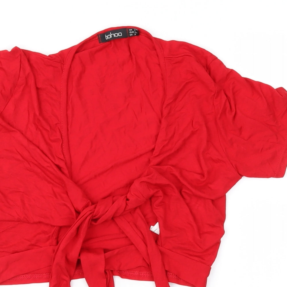 Boohoo Womens Red   Basic Blouse Size 6
