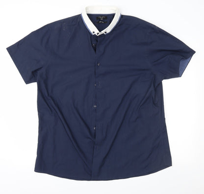 Mens UK Size XL New Look Blue  Button-Up Short Sleeve Casual Shirt
