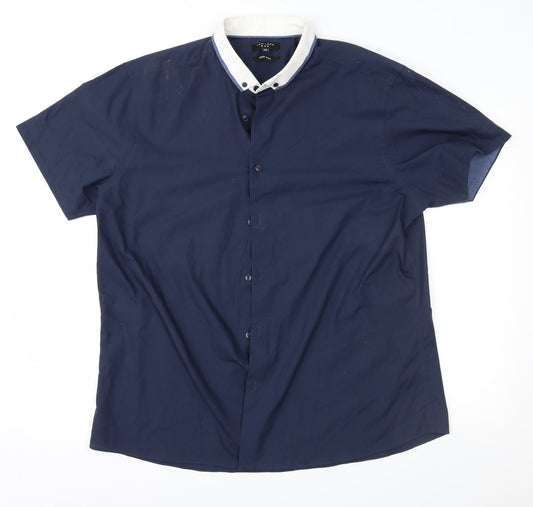 Mens UK Size XL New Look Blue  Button-Up Short Sleeve Casual Shirt