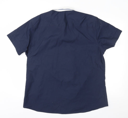 Mens UK Size XL New Look Blue  Button-Up Short Sleeve Casual Shirt