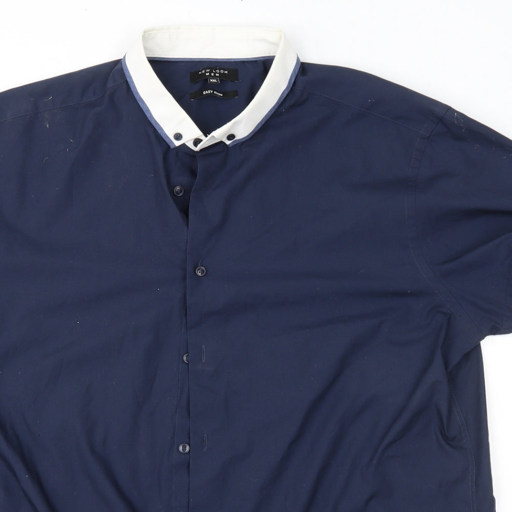 Mens UK Size XL New Look Blue  Button-Up Short Sleeve Casual Shirt