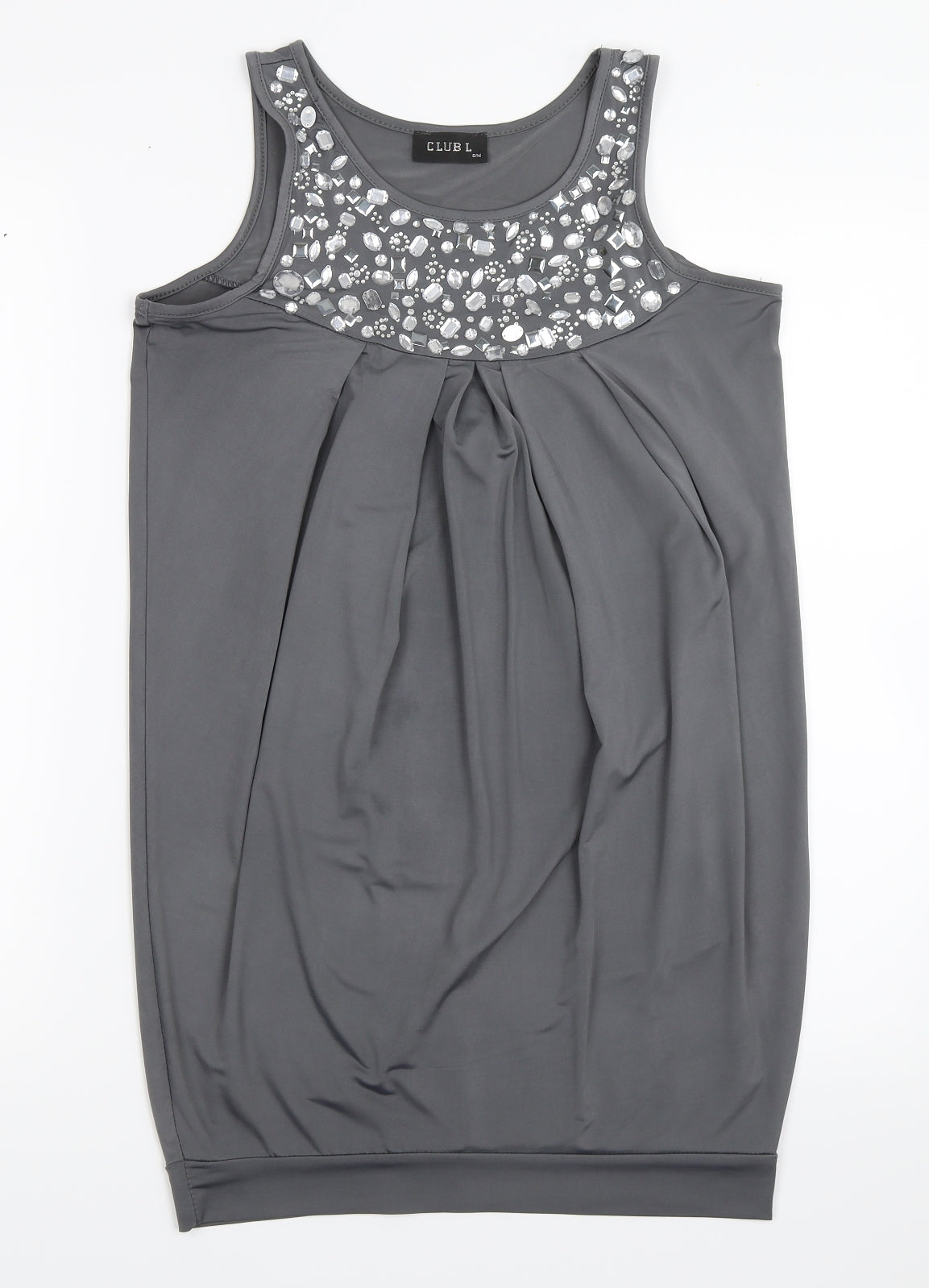 Womens UK Size S Club L Grey Basic Blouse