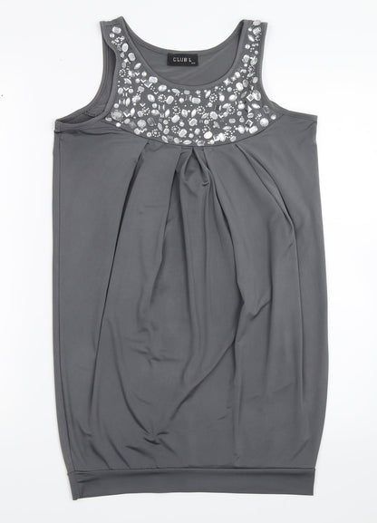 Womens UK Size S Club L Grey Basic Blouse