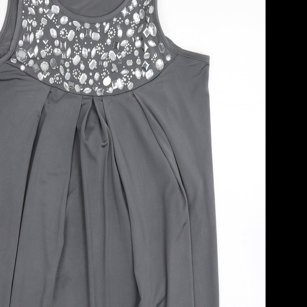 Womens UK Size S Club L Grey Basic Blouse