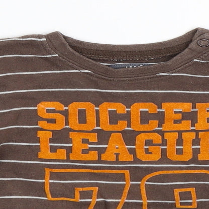 H&M Boys Brown Striped  Basic T-Shirt Size 6-9 Months