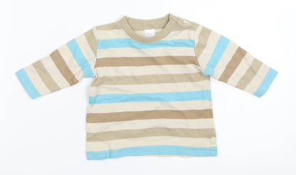 NEXT Boys Beige Striped  Basic T-Shirt Size 0-3 Months