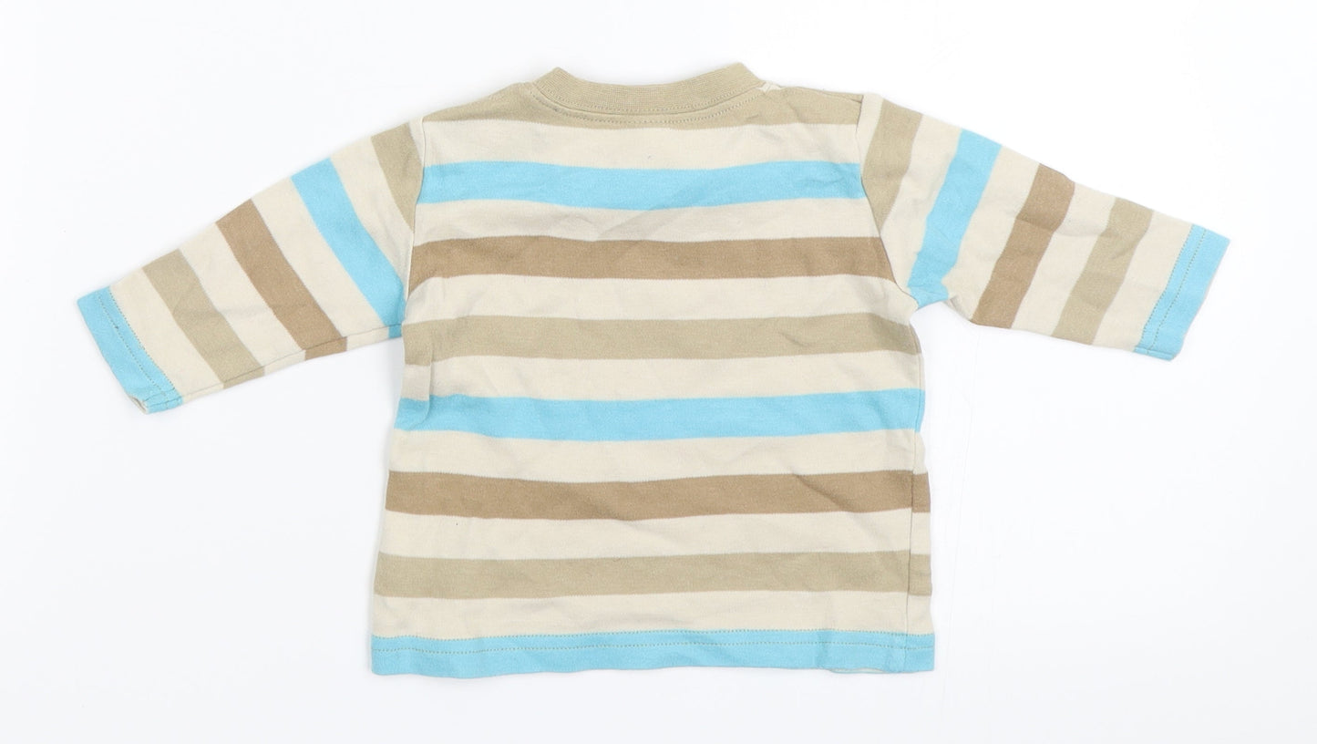 NEXT Boys Beige Striped  Basic T-Shirt Size 0-3 Months