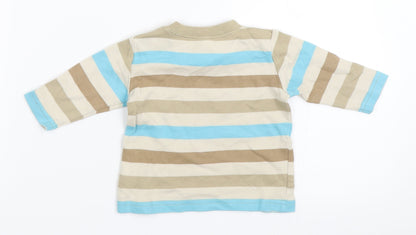 NEXT Boys Beige Striped  Basic T-Shirt Size 0-3 Months