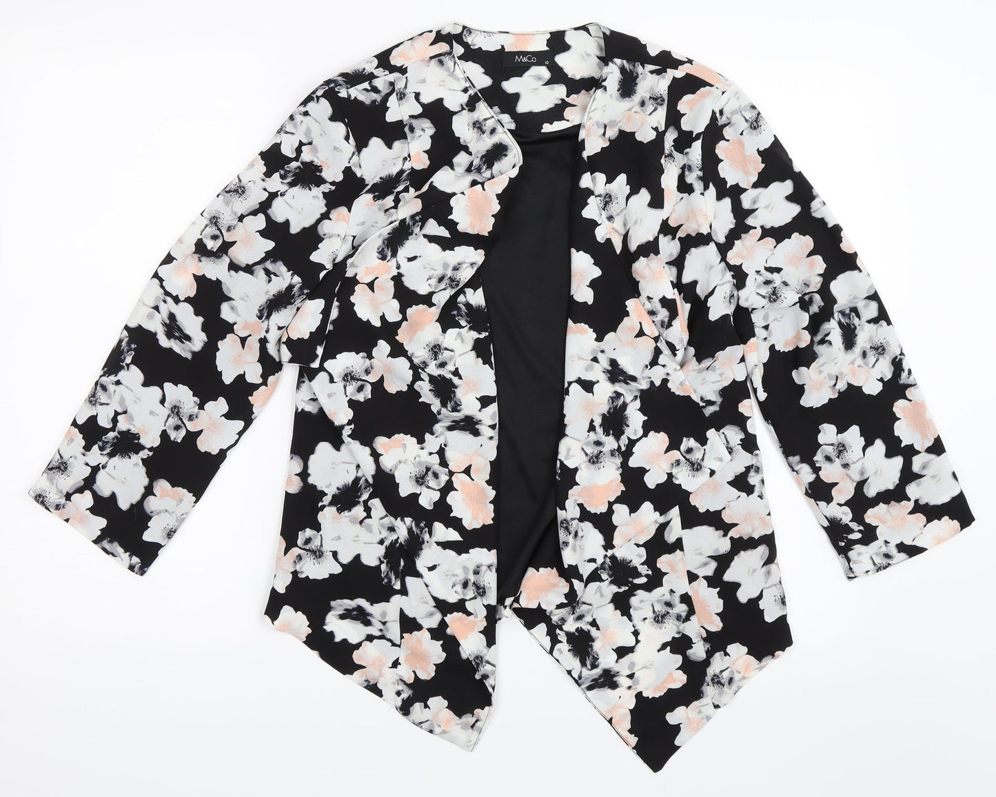 M&Co Womens Black Floral  Jacket  Size 10