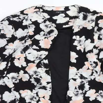 M&Co Womens Black Floral  Jacket  Size 10