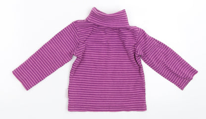 JoJo Maman Bébé Girls Purple Striped  Pullover Jumper Size 18-24 Months