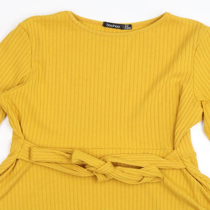 Boohoo Womens Yellow   Basic T-Shirt Size 14