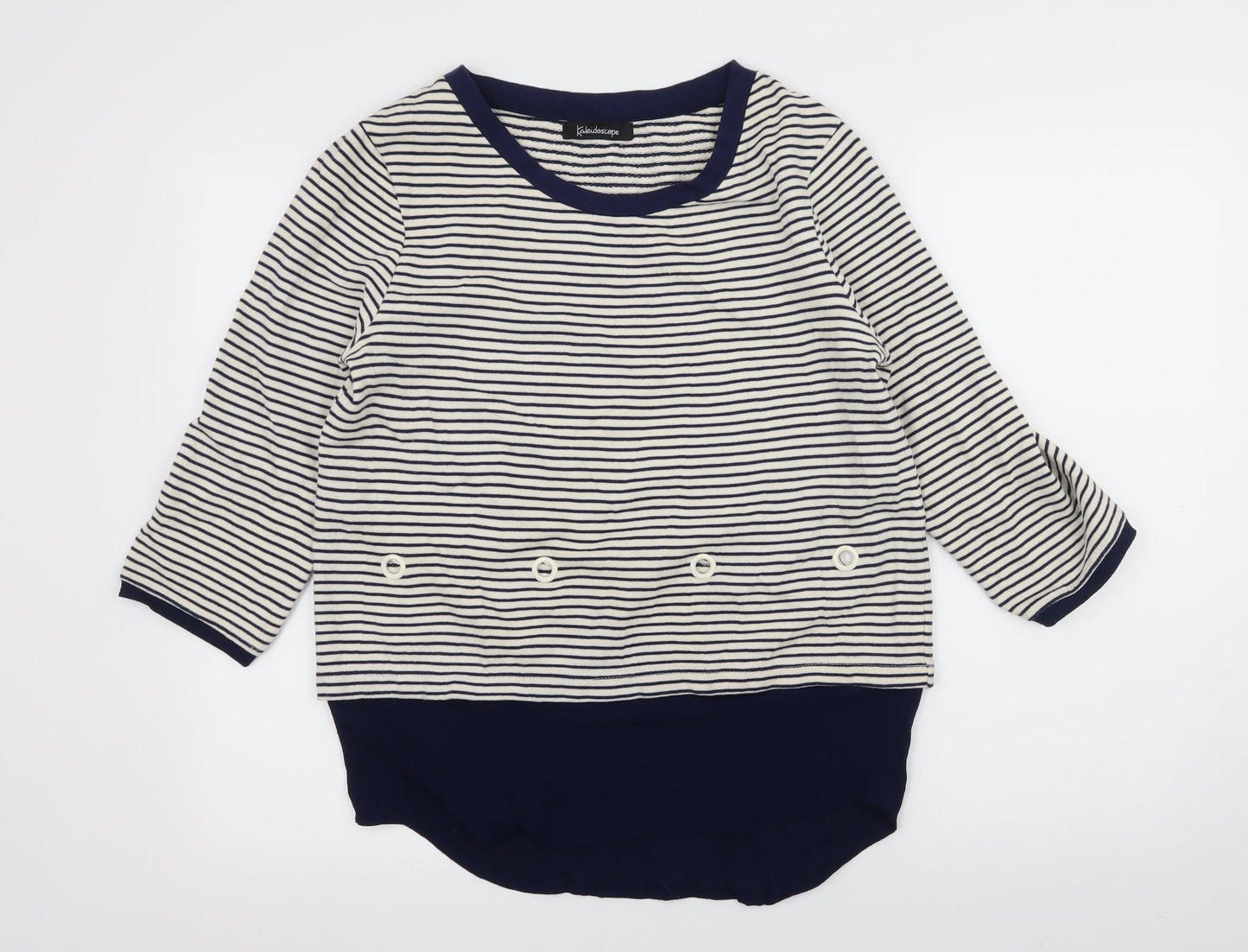 Kaleidoscope Womens White Striped Jersey Pullover Sweatshirt Size 12