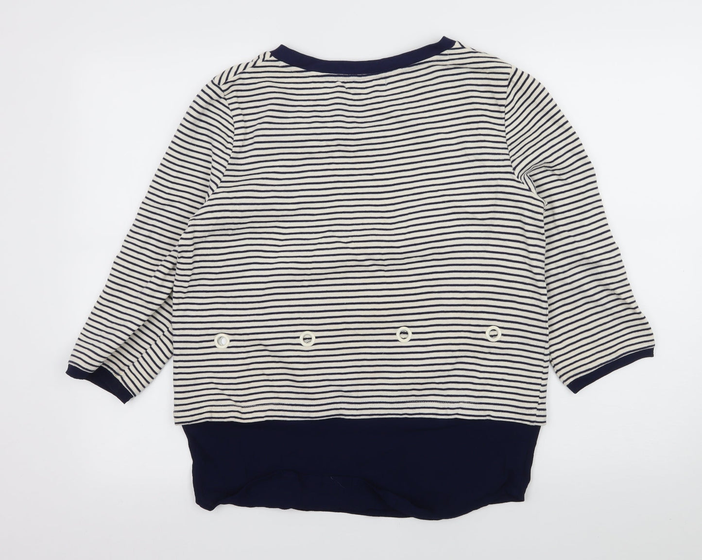 Kaleidoscope Womens White Striped Jersey Pullover Sweatshirt Size 12
