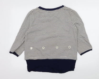 Kaleidoscope Womens White Striped Jersey Pullover Sweatshirt Size 12