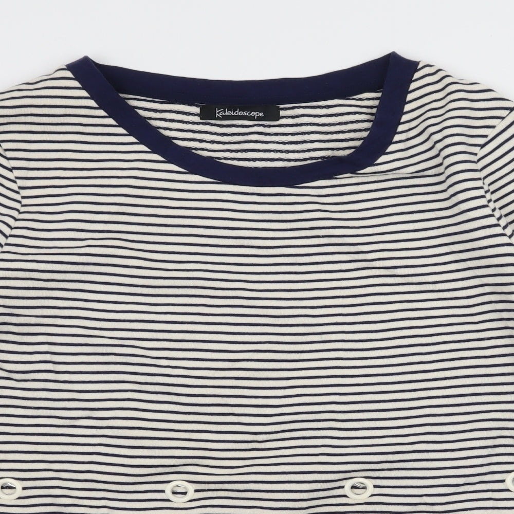 Kaleidoscope Womens White Striped Jersey Pullover Sweatshirt Size 12