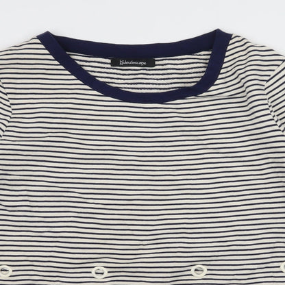 Kaleidoscope Womens White Striped Jersey Pullover Sweatshirt Size 12