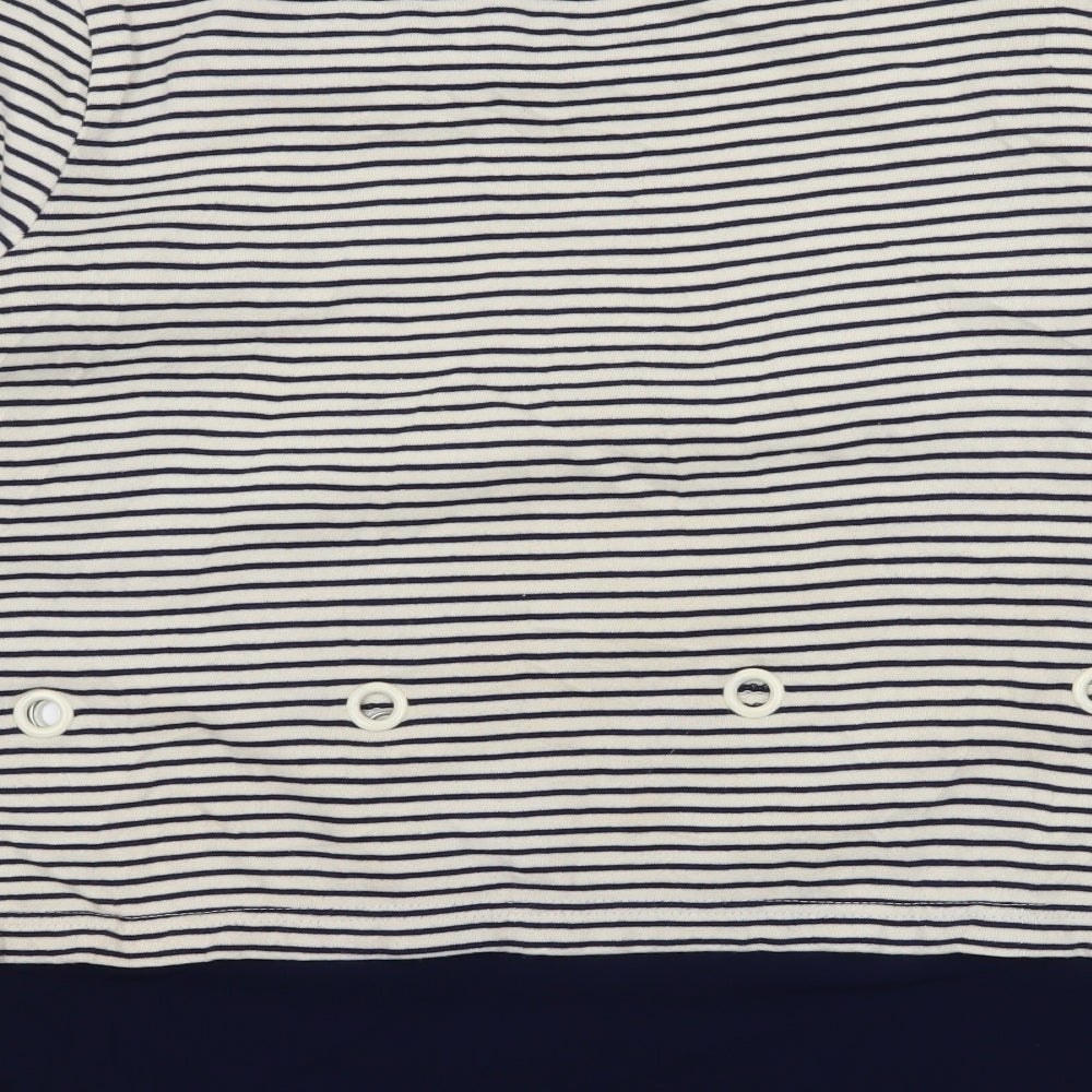 Kaleidoscope Womens White Striped Jersey Pullover Sweatshirt Size 12