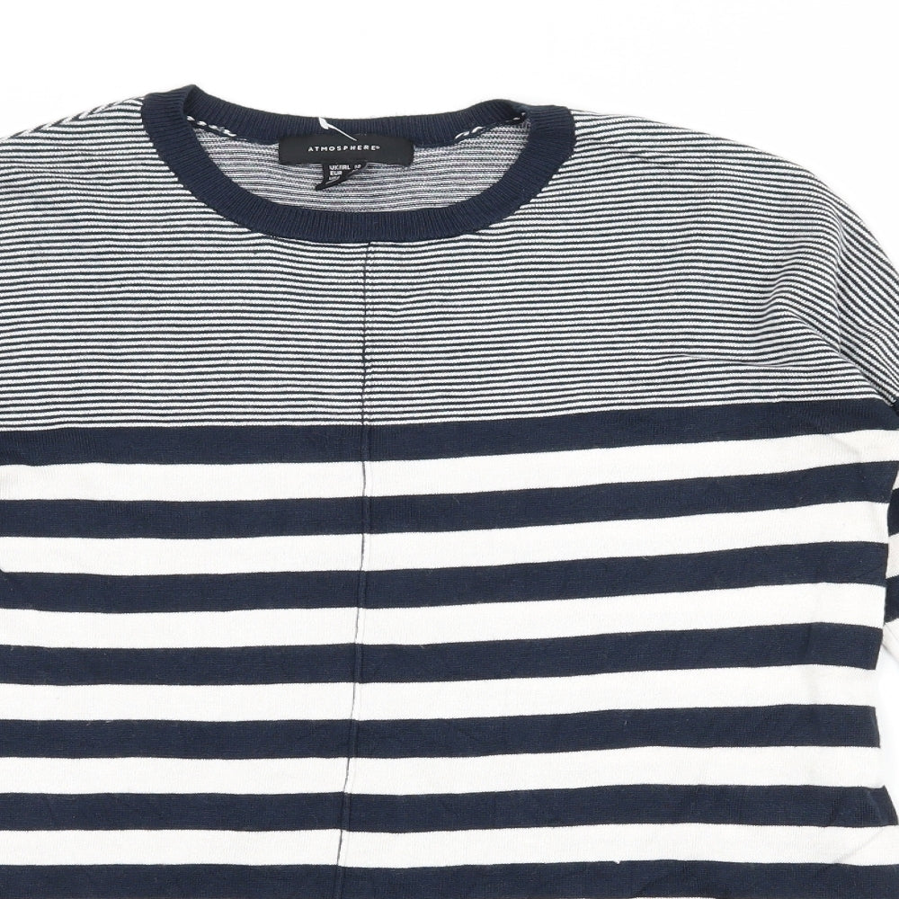 Atmosphere Womens Blue Striped Knit Pullover Jumper Size 10