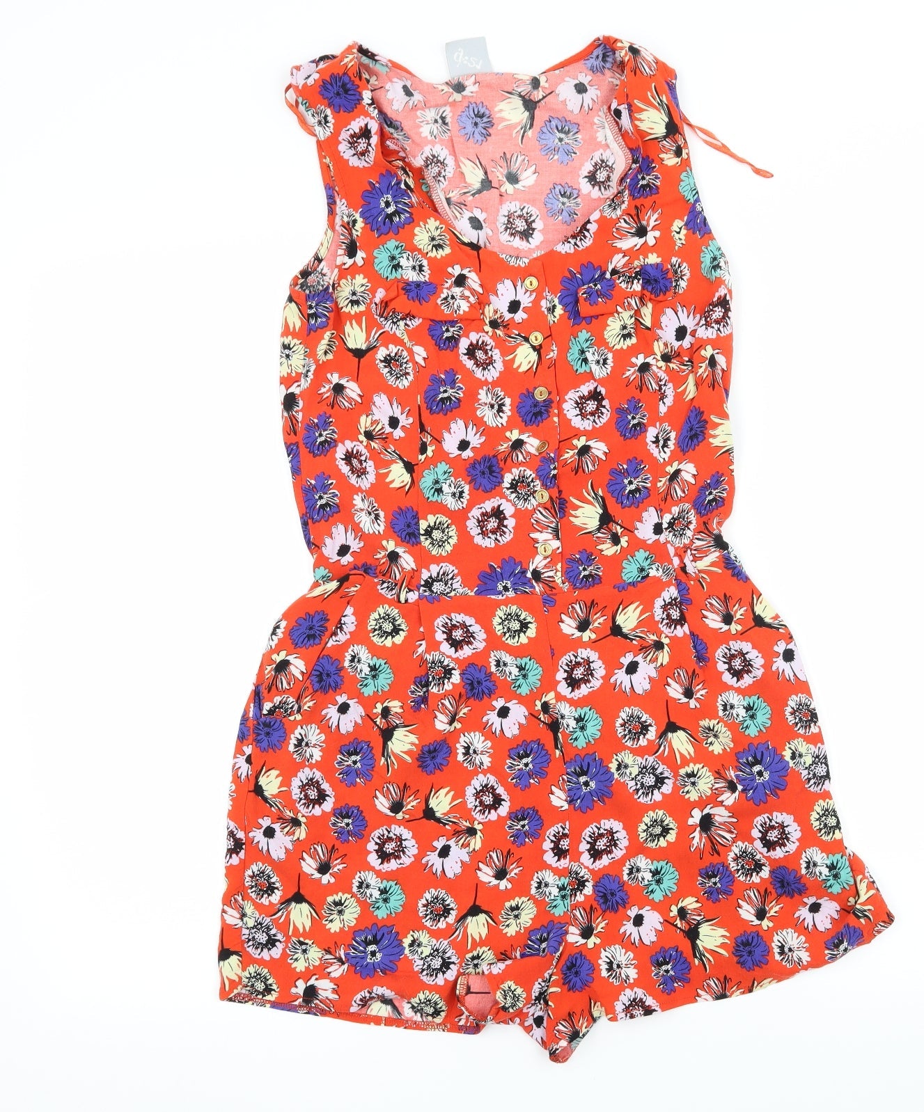 George Womens Red Floral  Playsuit One-Piece Size 10 L3 in