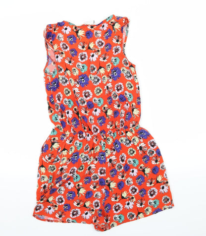 George Womens Red Floral  Playsuit One-Piece Size 10 L3 in