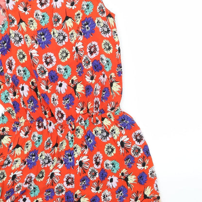 George Womens Red Floral  Playsuit One-Piece Size 10 L3 in