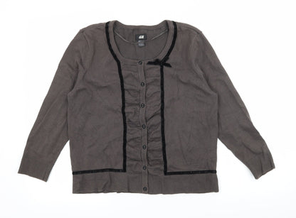 H&M Womens Grey  Knit Cardigan Jumper Size M
