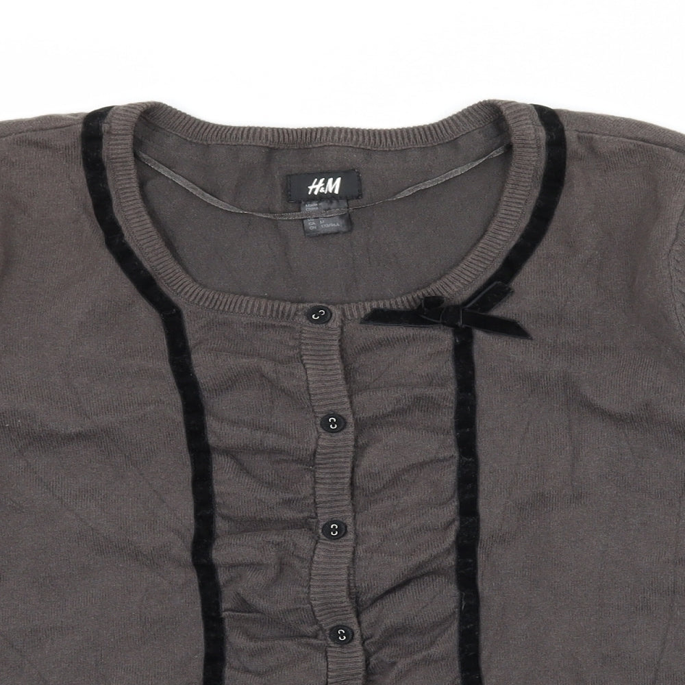 H&M Womens Grey  Knit Cardigan Jumper Size M