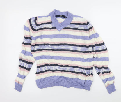 Isle Womens Purple Striped Knit Pullover Jumper Size 10