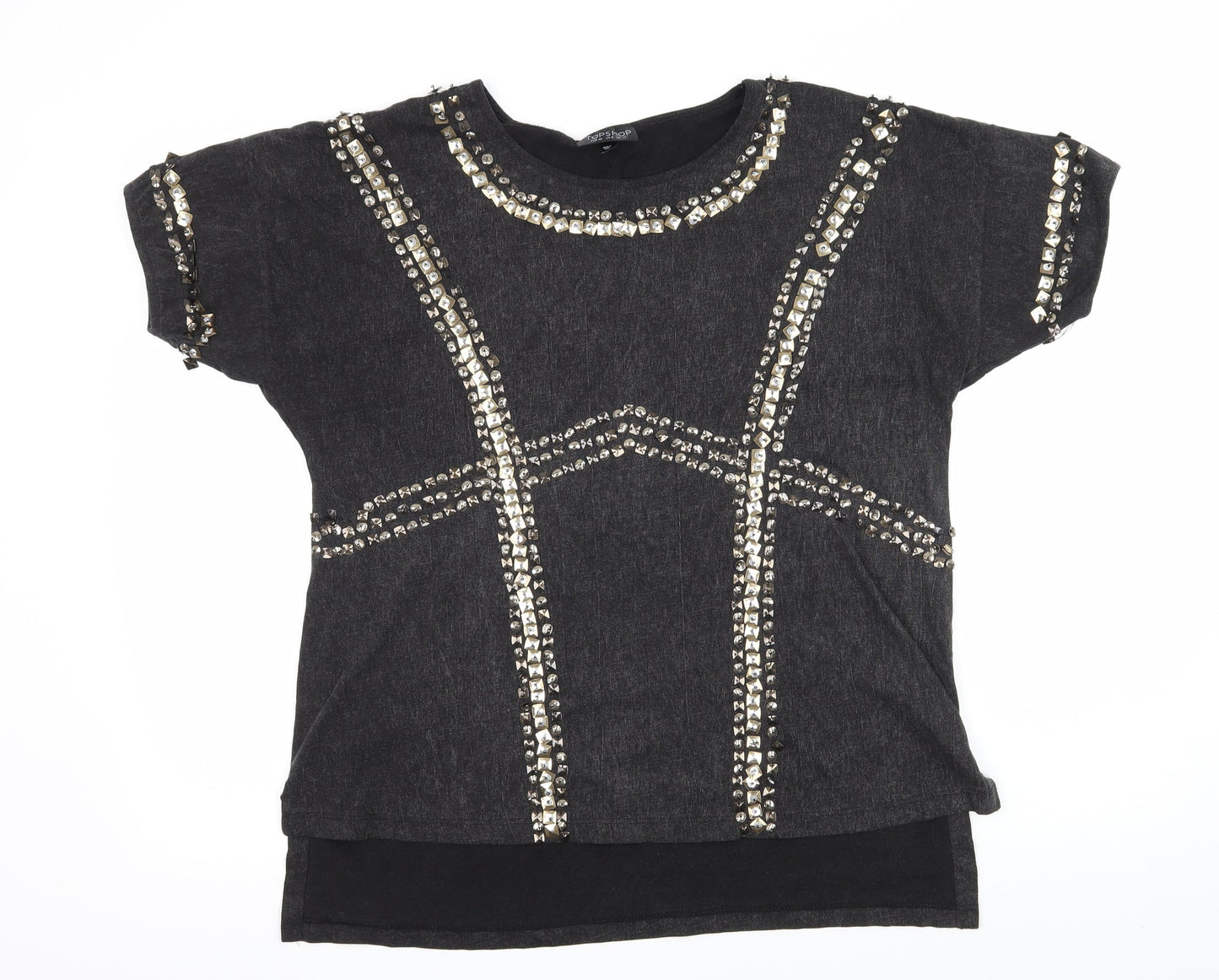 Womens UK Size 12 Topshop Grey Basic T-Shirt