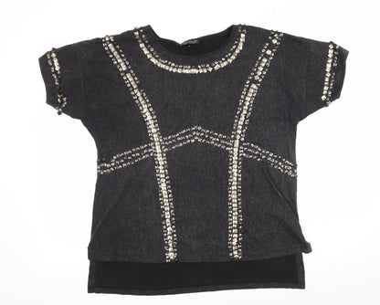 Womens UK Size 12 Topshop Grey Basic T-Shirt