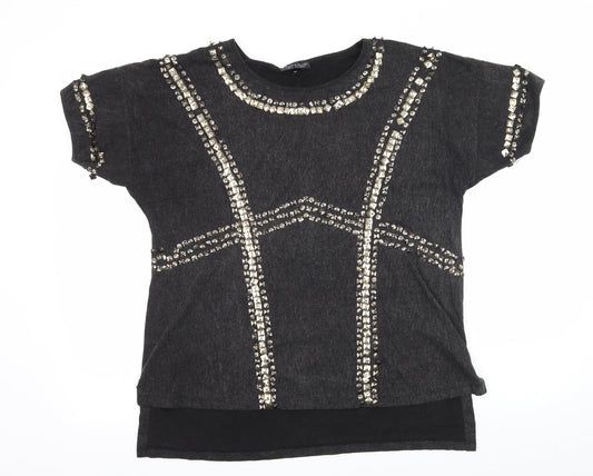 Womens UK Size 12 Topshop Grey Basic T-Shirt