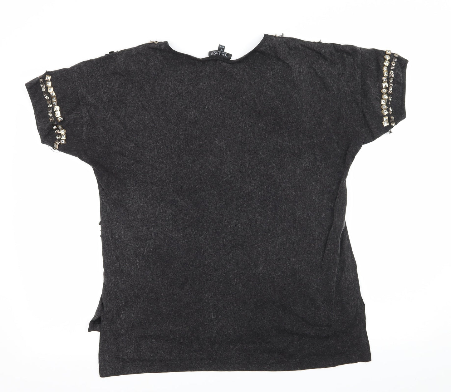 Womens UK Size 12 Topshop Grey Basic T-Shirt