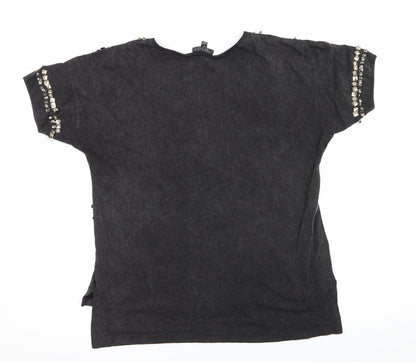 Womens UK Size 12 Topshop Grey Basic T-Shirt
