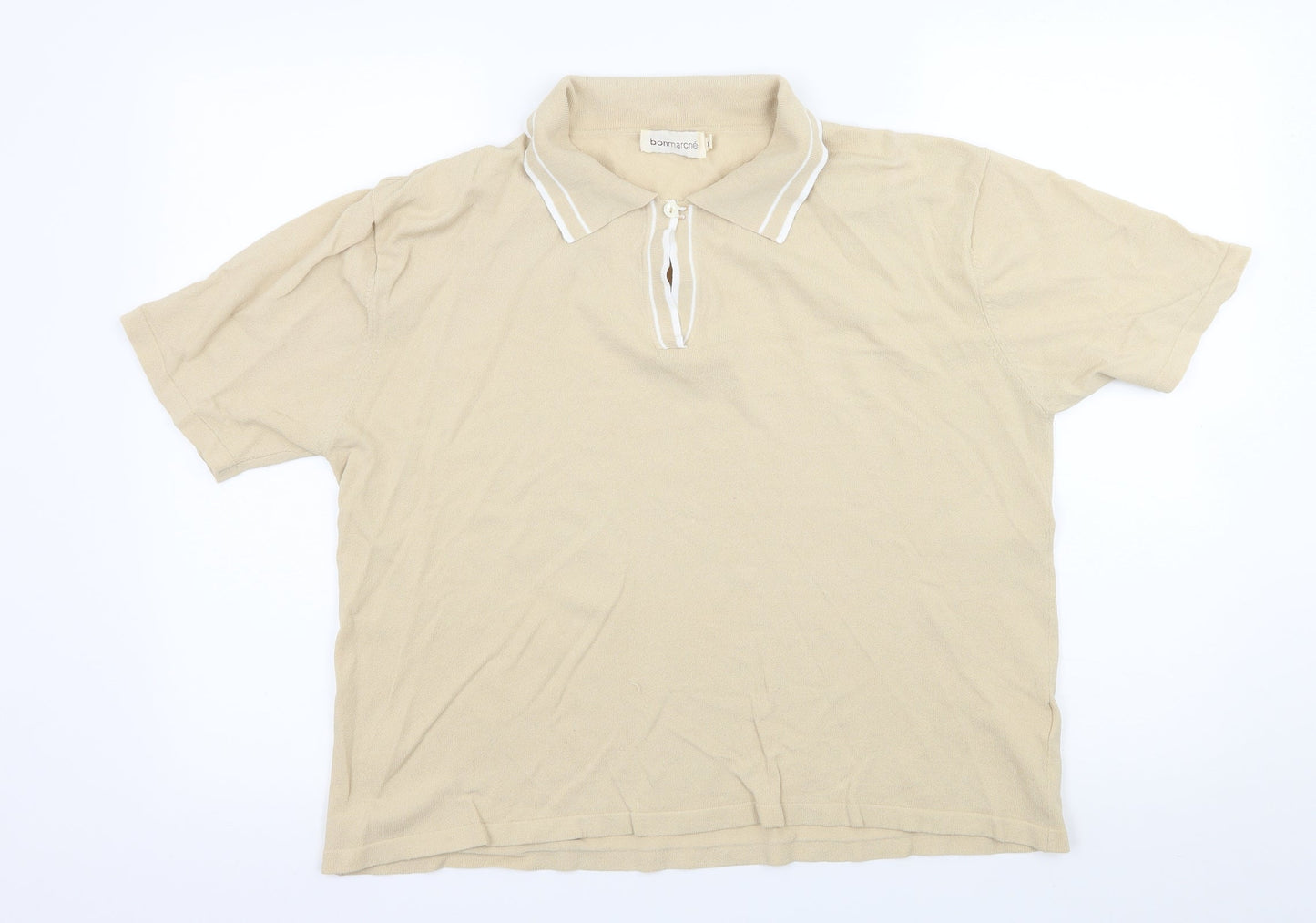 Bonmarché Womens Beige  Knit Basic T-Shirt Size XL