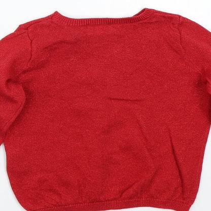 H&M Girls Red   Pullover Jumper Size 2 Years