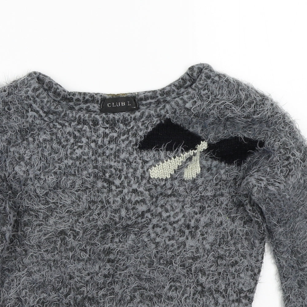 Club L Womens Grey   Pullover Jumper Size S