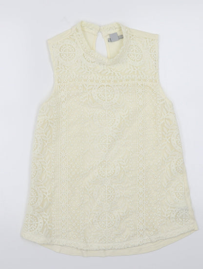 Womens UK Size S H&M Beige Basic T-Shirt