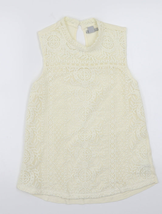 Womens UK Size S H&M Beige Basic T-Shirt