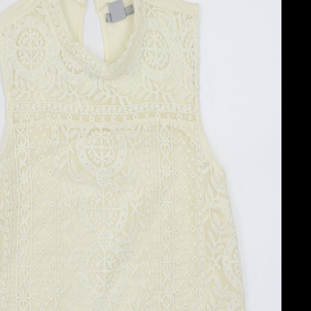 Womens UK Size S H&M Beige Basic T-Shirt