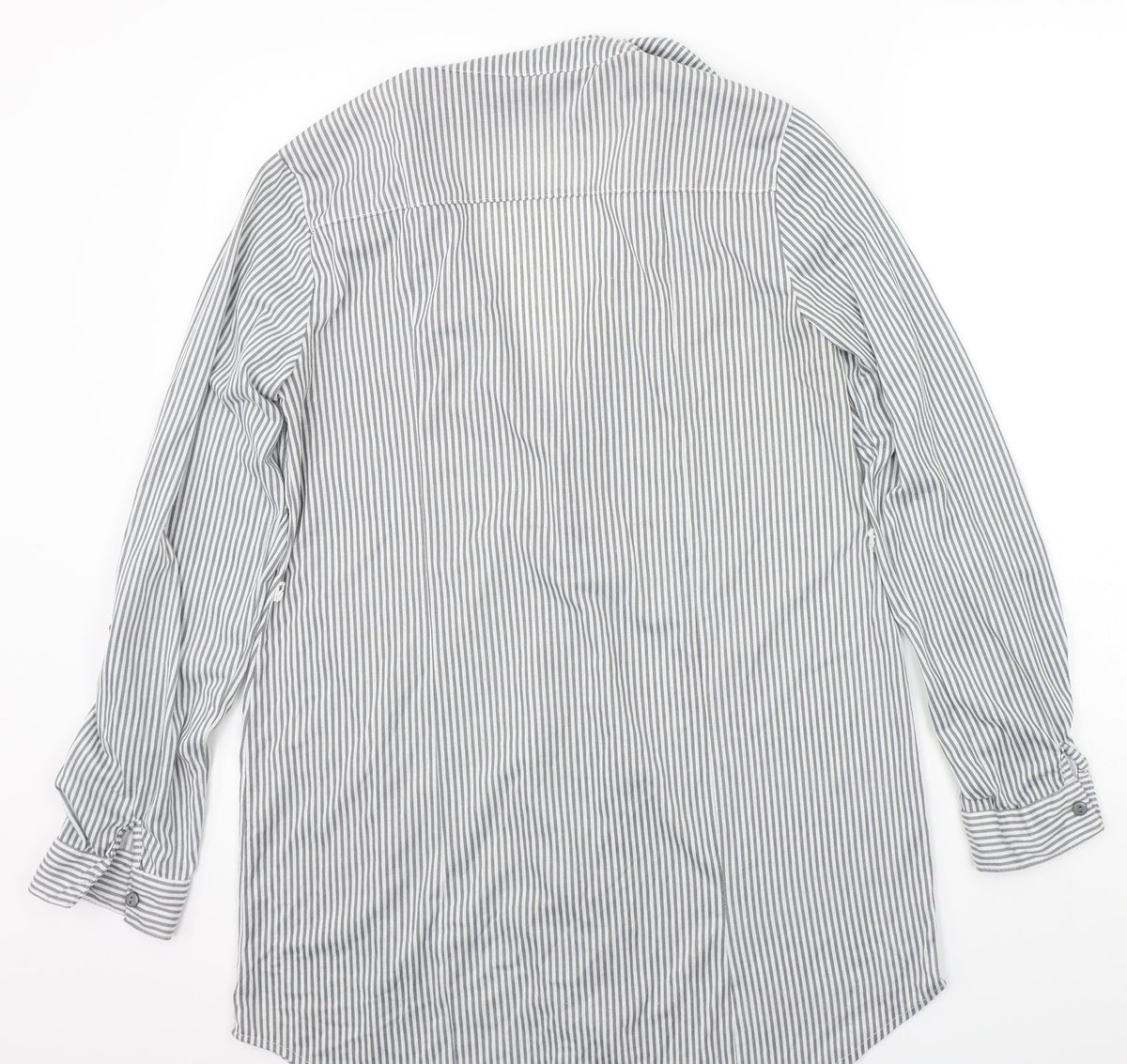 Pasport Womens Grey Striped  Basic Button-Up Size L