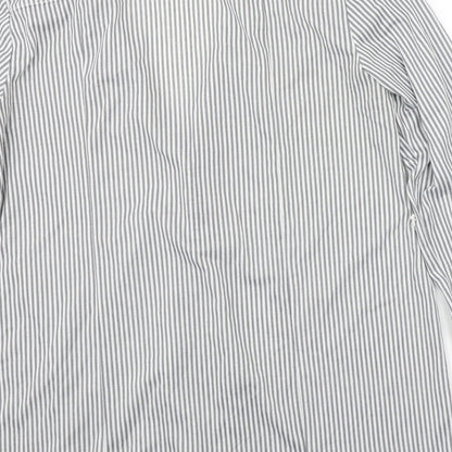 Pasport Womens Grey Striped  Basic Button-Up Size L