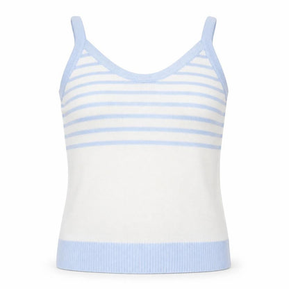 Tersuisse Womens Blue Striped Rayon Basic Tank Size 16